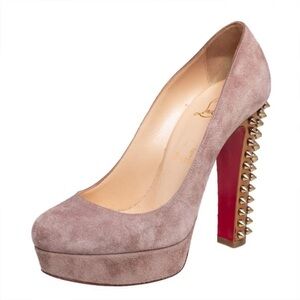 Christian Louboutin Taupe Spiked Heels